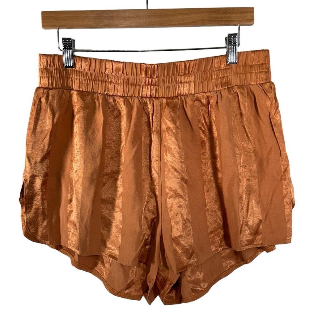 Victoria's Secret Women's Orange Satin Pull-on Shorts Size L Casual Summer
